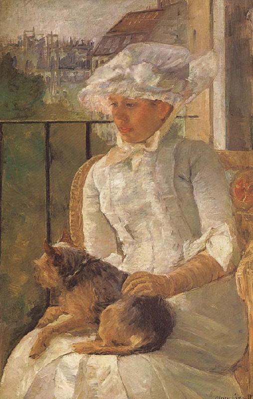 Mary Cassatt Susan hoding the dog in balcony Sweden oil painting art